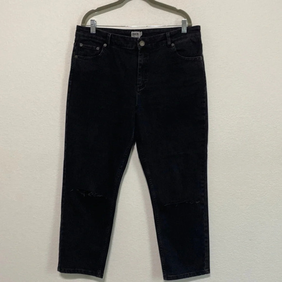 ASOS Denim Black Wash Ripped Knee High Rise Jeans Size 34 - Picture 1 of 7